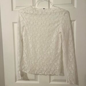 White Lace Long Sleeve Top